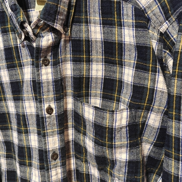 Vintage L.L. Bean Barn Chore Flannel Shirt Large Button Down Collared Cotton - Picture 3 of 5
